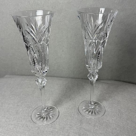 Set Of 2 J G Durand France Cut Lead Crystal Flutes Champagne Wedding - Picture 5 of 5